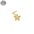 Piercing per il naso a L in acciaio chirurgico dorato con stella e zircone chiaro - Stile Pentagramma Oro (24081503-6)