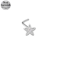 Piercing per il naso a forma di L in acciaio chirurgico 316L con fiore e zircone bianco - Stile Fiore Svuotato Argento (24081503-7)