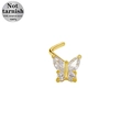 Piercing al naso a L dorato con design a farfalla in acciaio chirurgico 316L e zirconi - Stile Farfalla Strass Oro (24081503-8)