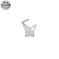Piercing naso a farfalla in acciaio chirurgico 316L con zirconi trasparenti - Stile Farfalla Strass Argento (24081503-9)