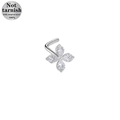 Piercing al naso a L in acciaio chirurgico con fiore di zirconi a marquise - Stile Fiore a Quattro Petali Argento (24081503-10)