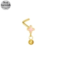 Piercing per naso a L in acciaio chirurgico con quadrifoglio rosa e pallina d'oro - Stile Trifoglio Rosa Oro (24081503-16)
