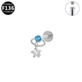 F136 Titan Piercing Stecker mit blauem Stein und Stern Anhänger in Silber - Planet Stern Stil (G23LAI067-S)