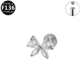 F136 Titan Labret Stecker mit Kristallschleife und Innengewinde Design - Schmetterling Stil (G23LAI068-S)