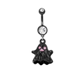 Black spider ghost belly button ring with crystal stones and pink accent detailing - Black Cute Ghost Style (BR24090501-3)