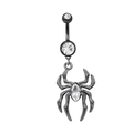 Black spider belly button ring with sparkling marquise zircon and clear crystals - Black Marquise Rhinestone Spider Style (BR24090501-7)