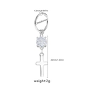 Detail view of a silver cross earring with size specs: 8mm inner ring and 26mm pendant length - Clear White Zirconia Cross Style (NR24103101-2)