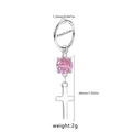 Stainless steel nose ring with pink zircon and cross pendant, vertical studio shot - Pink Zirconia Cross Style (NR24103101-7)