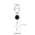 Detailed macro view of punk stainless steel hoop earring with black zircon and cross pendant - Black Zirconia Cross Style (NR24103101-9)