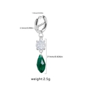 Detailed dimension guide for waterdrop earring with green gemstone and measurements - Green