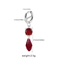Detail view of teardrop earring with red gemstone and crystal pendant dimensions - Red