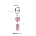 Detail view of pink teardrop crystal earring with dimensions 21mm length and 8mm inner diameter - Pink