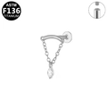 G23 Titanium labret jewelry with marquise zircon pendant and internal threading - Silver Marquise Rhinestone Dangle (G23LAI122-S)