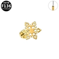 Golden snowflake stud in ASTM F136 titanium with internal thread for piercing - Snowflake Disc Style (G23LAP176-G) / Gold