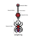 Halloween spider belly button ring with red and purple rhinestones on black metal coating - Red And Purple Rhinestone Spider Style (BR24112802-1)