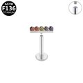 G23 titanium labret stud with internal threading and five gradient round zircons - Five-Color Zirconia Bar Style (G23LAI142-S)