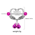 Pink swan heart titanium nipple ring with hanging bells and decorative beads - Swan Heart Pink Bell Style (NP24112303-1)
