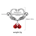 Titanium nipple ring with heart-shaped swan design and red bells in silver finish - Swan Heart Red Bell Style (NP24112303-3)