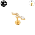 F136 titanium snake labret stud in gold finish with pear shaped zirconia and inner thread - Gold Snake Style (G23LAI154-G1208120)