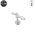 F136 titanium snake labret stud with teardrop zircon and internal thread detail - Silver Snake Style (G23LAI154-S1208115)