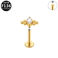 Gold F136 titanium labret stud featuring marquise zircon and ball cluster accents - Gold Marquise Sphere Style (G23LAI162-G1208070)