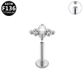ASTM F136 titanium butterfly marquise zircon labret stud with internal threading - Silver Marquise Sphere Style (G23LAI162-S1208065)