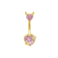 Rosa Herz-Bauchnabelpiercing mit goldenen Teufelshörnern und Sternen-Design - Goldener Teufelsherz-Stil (BR24120602-1)