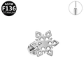 ASTM F136 titanium snowflake push-in labret stud earring with polished silver finish - Snowflake Disc Style (G23LAP176-S) / Silver