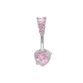 Bauchpiercing mit rosa Herz-Zirkonia aus poliertem Edelstahl für Damen - Silberner Dreiherzen-Stil (BR24120602-3)