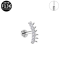 F136 titanium labret stud with curved zircon cluster and flat back for piercings - Curved Arc With Spikes Style (G23LAP178-S)