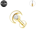 Piercing de luna en titanio G23 dorado con circonita clara y diseño de inserción - Estilo de Luna Dorada (G23LAP168-G1006)