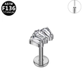 Zilveren ASTM F136 titanium labret piercing met waaiervormige zirkonia steen - Baguette Zirkonia Waaier Stijl / Zilver Baguette Cluster (G23LAP188-S1208098)