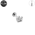 Labret de titanio ASTM F136 con corona de circonita marquise en acabado plateado - Estilo de Corona de 3 Piedras Plateado (G23LAP198-S1208085)