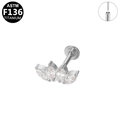 Stud de labret en titane F136 avec zircons marquise en éventail et filetage interne précis - Style Éventail à 4 Pierres Argenté (G23LAP206-S1208105)
