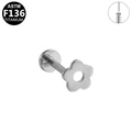 Clou de labret en titane ASTM F136 argenté avec fleur à cinq pétales et base plate - Style Fleur Ajourée Argenté (G23LAP220-S1208046)