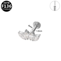 Piercing de titanio ASTM F136 plateado con diseño de loto de cuatro circonitas marquise - Estilo de Abanico de 4 Piedras Plateado (G23LAP206-S1008120)