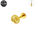 Minimalistische gouden G23 titanium labret piercing met interne draadsluiting - Spiraal Stijl (G23LAP222-G) / Goud