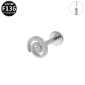 ASTM F136 G23 titanium labret stud met een zilveren spiraal en intern schroefdraad - Spiraal Stijl (G23LAP222-S) / Zilver