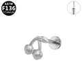 Minimalistische G23 titanium kersen labret-stud met push-in pin en platte achterkant - Kers Stijl (G23LAP224-S) / Zilver