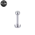 F136 titanium labret stud met heldere zirkoon en platte basis voor lichaampiercings - Strass Stijl (G23LAE103-S1208) / Zilver