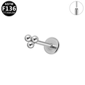 Piercing labret in titanio ASTM F136 a tre sfere con sistema a pressione - Stile Trinità (G23LAP319-S)