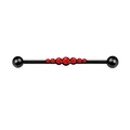Industrial barbell cartilage earring in black finish with seven red crystals - Red Stone Gradient Row Stud (IN24122801-1)