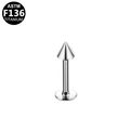 ASTM F136 titanium labret piercing staafje met kegeltop en platte achterkant zilver - Kegel Stijl (G23LAE228-S1208) / Zilver
