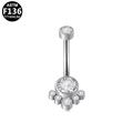 F136 titanium navelpiercing met waaiervormige zirkonia cluster in zilverkleur - Waaier Cluster (G23BRI272-S) / Zilver