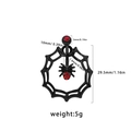 Detailed view of gothic spider web belly ring with red rhinestones and measurements - Spider Web Style (BR24122601-6)