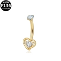 ASTM F136 titanium navelpiercing in goud met hartvormige zirkonia steentjes - Hart Stijl (G23BRI368-G) / Goud