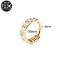 Goldener G23 Titan Septum Ring mit rechteckigen Zirkonia Steinen, 10mm Innendurchmesser - Goldene Reihe Strass Stil (G23NRS015-G1210168)