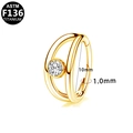 Goldener Titan-Doppelnasenring mit klarem Zirkonia-Stein für Piercingschmuck - Goldene Doppelreif Einzelstrass Stil (G23NR008-G1010061)