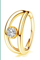 Klappbares Doppelpiercing aus G23 Titan in Gold mit einzeln gefasstem Zirkonia Stein - Goldene Doppelreif Einzelstrass Stil (G23NR008-G1206055)