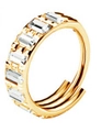 G23 Titan Nasenring im goldenen Dreifach-Design mit weißen rechteckigen Zirkonia-Steinen - Goldene Reihe Strass Stil (G23NRS015-G1208158)